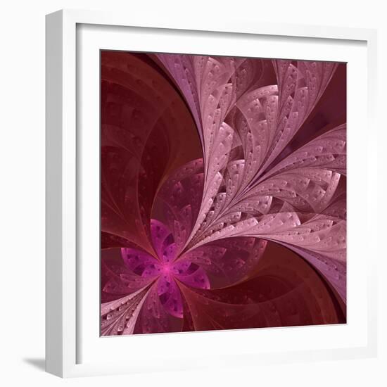 Beautiful Fractal Flower in Vinous and Purple-velirina-Framed Art Print