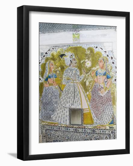 Beautiful Frescoes on Walls of the Juna Mahal Fort, Dungarpur, Rajasthan State, India-R H Productions-Framed Photographic Print