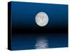 Beautiful Full Moon Against a Deep Blue Sky over the Ocean-null-Stretched Canvas