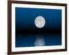 Beautiful Full Moon Against a Deep Blue Sky over the Ocean-null-Framed Art Print