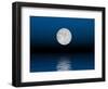 Beautiful Full Moon Against a Deep Blue Sky over the Ocean-null-Framed Art Print