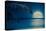 Beautiful Full Moon Reflected on the Calm Water of a Tropical Beach (Toned in Blue)-Kamira-Stretched Canvas