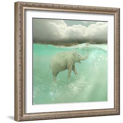 Beautiful Funny Elephant Swimmer Underwater with a Landscape in the  Background' Photographic Print - Valentina Photos | AllPosters.com
