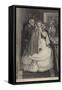 Beautiful Girl, Dressed for Party, Descending Stairs-John Tenniel-Framed Stretched Canvas