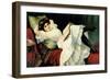 Beautiful Girl Laying on Couch-null-Framed Giclee Print