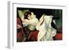 Beautiful Girl Laying on Couch-null-Framed Giclee Print