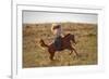 Beautiful Girl Riding a Horse  in Countryside.-PH.OK-Framed Photographic Print