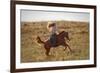 Beautiful Girl Riding a Horse  in Countryside.-PH.OK-Framed Photographic Print