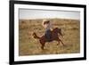 Beautiful Girl Riding a Horse  in Countryside.-PH.OK-Framed Photographic Print