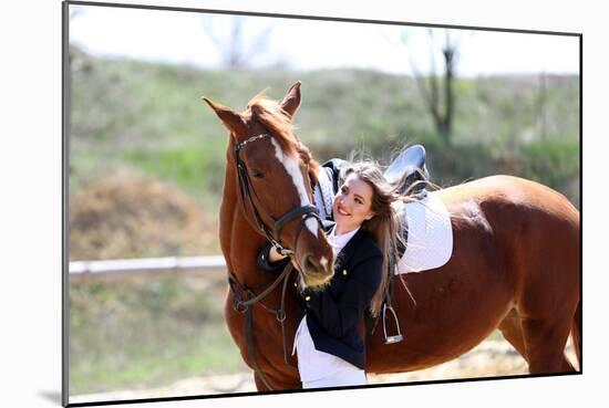 Beautiful Girl with Horse Outdoors-Yastremska-Mounted Photographic Print