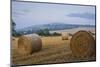 Beautiful Golden Hour Hay Bales Sunset Landscape-Veneratio-Mounted Photographic Print