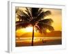 Beautiful Golden Sunset On The Beach Of The City Of Santos In Brazil-fabio fersa-Framed Premium Photographic Print