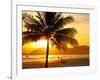 Beautiful Golden Sunset On The Beach Of The City Of Santos In Brazil-fabio fersa-Framed Photographic Print