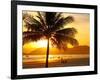 Beautiful Golden Sunset On The Beach Of The City Of Santos In Brazil-fabio fersa-Framed Photographic Print