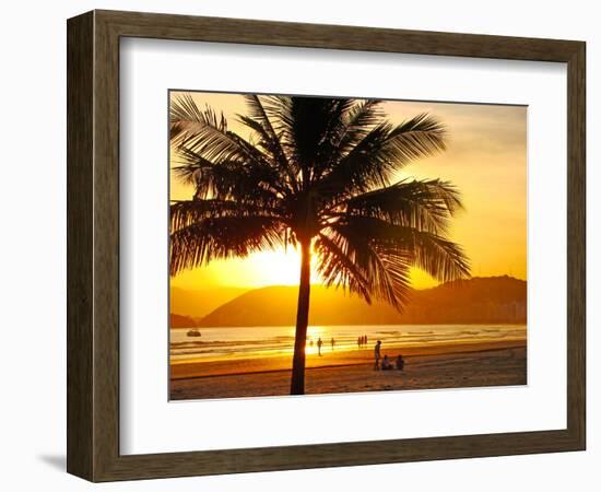 Beautiful Golden Sunset On The Beach Of The City Of Santos In Brazil-fabio fersa-Framed Photographic Print