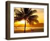 Beautiful Golden Sunset On The Beach Of The City Of Santos In Brazil-fabio fersa-Framed Photographic Print