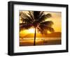 Beautiful Golden Sunset On The Beach Of The City Of Santos In Brazil-fabio fersa-Framed Photographic Print