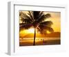 Beautiful Golden Sunset On The Beach Of The City Of Santos In Brazil-fabio fersa-Framed Photographic Print