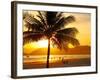 Beautiful Golden Sunset On The Beach Of The City Of Santos In Brazil-fabio fersa-Framed Photographic Print