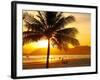 Beautiful Golden Sunset On The Beach Of The City Of Santos In Brazil-fabio fersa-Framed Photographic Print