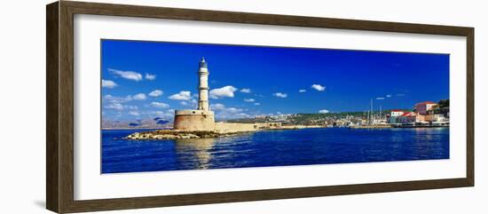 Beautiful Greek Islands Series - Crete ,Panorama with Light House-Maugli-l-Framed Photographic Print