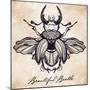 Beautiful Hand Drawn Antique Stag Beetle,The Largest Insect. Vintage Style Tattoo Vector Art. Engra-Katja Gerasimova-Mounted Art Print