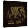 Beautiful Hand-Drawn Tribal Style Elephant. Golden Design with Boho Mandala Patterns, Ornaments. Et-Gorbash Varvara-Stretched Canvas