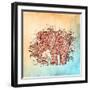 Beautiful Hand-Painted Elephant with Floral Ornament-Vensk-Framed Art Print