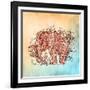 Beautiful Hand-Painted Elephant with Floral Ornament-Vensk-Framed Art Print