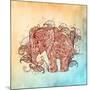 Beautiful Hand-Painted Elephant with Floral Ornament-Vensk-Mounted Art Print