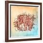 Beautiful Hand-Painted Elephant with Floral Ornament-Vensk-Framed Art Print