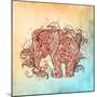 Beautiful Hand-Painted Elephant with Floral Ornament-Vensk-Mounted Premium Giclee Print
