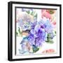 Beautiful Hydrangea Blue Flowers-Ateli-Framed Art Print