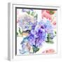 Beautiful Hydrangea Blue Flowers-Ateli-Framed Art Print