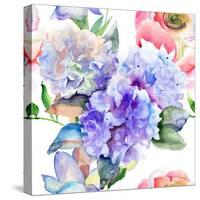 Beautiful Hydrangea Blue Flowers-Ateli-Stretched Canvas