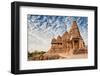 Beautiful Image of Kandariya Mahadeva Temple, Khajuraho, Madhyapradesh, India with Blue Sky and Flu-Rudra Narayan Mitra-Framed Photographic Print