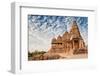 Beautiful Image of Kandariya Mahadeva Temple, Khajuraho, Madhyapradesh, India with Blue Sky and Flu-Rudra Narayan Mitra-Framed Photographic Print