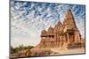 Beautiful Image of Kandariya Mahadeva Temple, Khajuraho, Madhyapradesh, India with Blue Sky and Flu-Rudra Narayan Mitra-Mounted Photographic Print