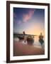 Beautiful Image of Sunrise with Colorful Sky and Longtail Boat on the Sea Tropical Beach. Thailand-Hanna Slavinska-Framed Photographic Print