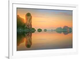 Beautiful Image of Sunset with Colorful Sky and Longtail Boat on the Sea Tropical Beach. Thailand-Hanna Slavinska-Framed Photographic Print