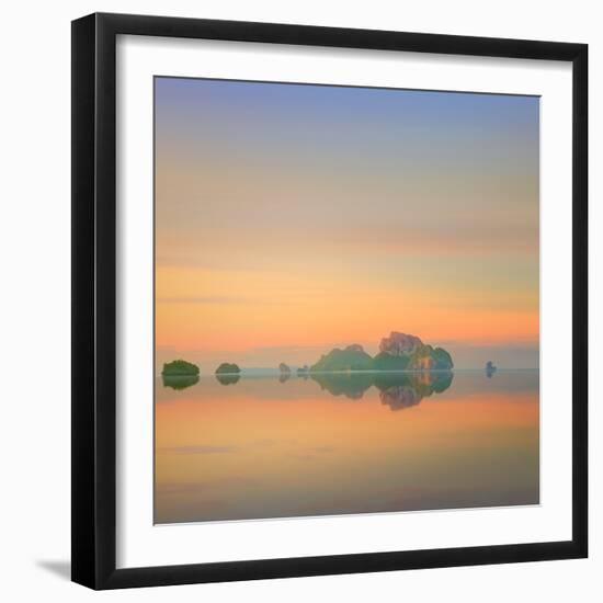 Beautiful Image of Sunset with Colorful Sky and Longtail Boat on the Sea Tropical Beach. Thailand-Hanna Slavinska-Framed Photographic Print