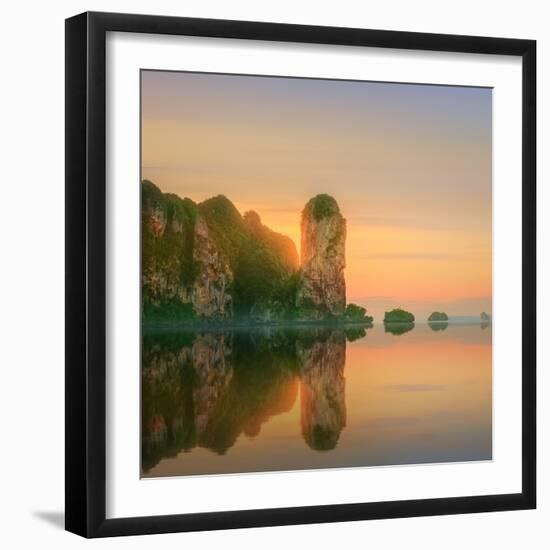 Beautiful Image of Sunset with Colorful Sky and Longtail Boat on the Sea Tropical Beach. Thailand-Hanna Slavinska-Framed Photographic Print