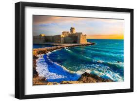 Beautiful Impressive Medeival Aragonese Castle over Sunset-Maugli-l-Framed Photographic Print