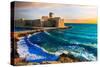 Beautiful Impressive Medeival Aragonese Castle over Sunset-Maugli-l-Stretched Canvas