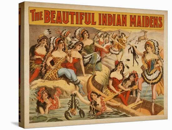 Beautiful Indian Maidens Burlesque Show Poster-Lantern Press-Stretched Canvas