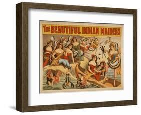 Beautiful Indian Maidens Burlesque Show Poster-Lantern Press-Framed Art Print