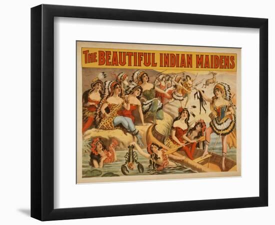 Beautiful Indian Maidens Burlesque Show Poster-Lantern Press-Framed Art Print