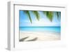 Beautiful Island with Ocean Wave on Sandy Beach and Coconut Tree-raditya-Framed Photographic Print