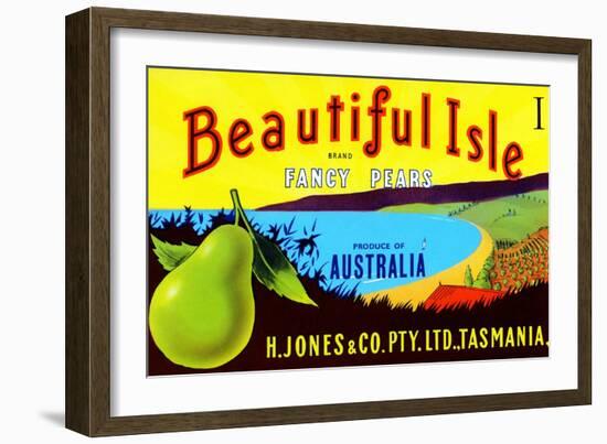 Beautiful Isle Brand Fancy Pears-null-Framed Art Print