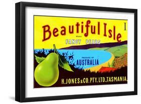 Beautiful Isle Brand Fancy Pears-null-Framed Art Print